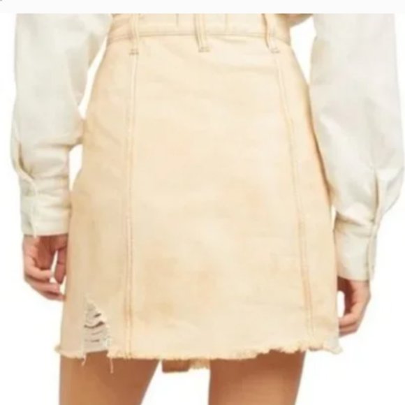 We The Free - Free People Parker Distressed Wrap Mini Skirt - Picture 2 of 6